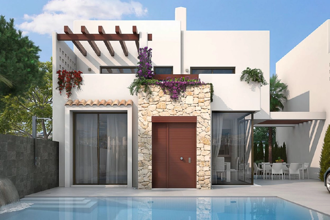 Villa in Los Belones(Murcia) te koop, woonoppervlakte 146 m², Staat Eerste bewoning, Airconditioning, grondstuk 430 m², 3 slapkamer, 3 badkamer, Zwembad, ref.: HA-LBN-110-E02-2