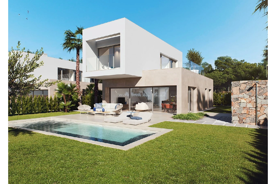 Villa in Orihuela Costa te koop, woonoppervlakte 203 m², Staat Eerste bewoning, Airconditioning, grondstuk 523 m², 3 slapkamer, 2 badkamer, Zwembad, ref.: HA-OCN-146-E01-1