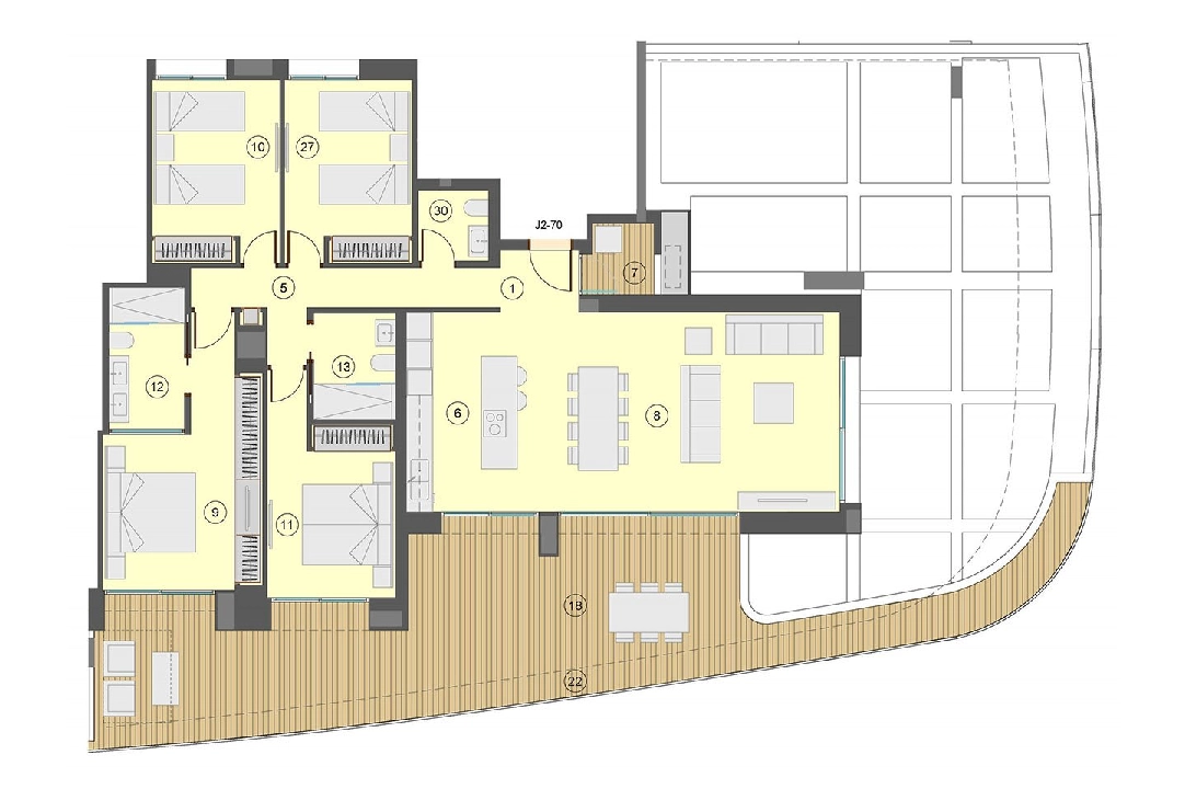 Etagen Apartment in Benidorm te koop, woonoppervlakte 198 m², Staat Eerste bewoning, + fussboden, Airconditioning, 4 slapkamer, 2 badkamer, Zwembad, ref.: HA-BEN-113-A04-17