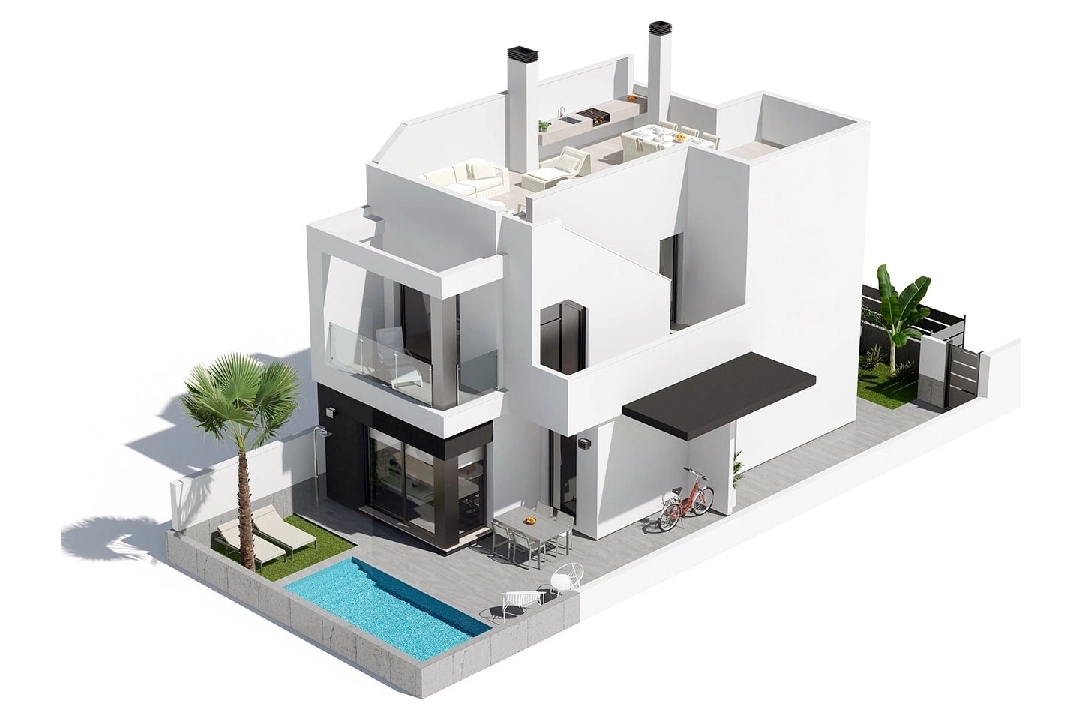 Villa in Santiago de la Ribera te koop, woonoppervlakte 155 m², Staat Eerste bewoning, grondstuk 164 m², 3 slapkamer, 2 badkamer, Zwembad, ref.: HA-SRN-116-E01-10