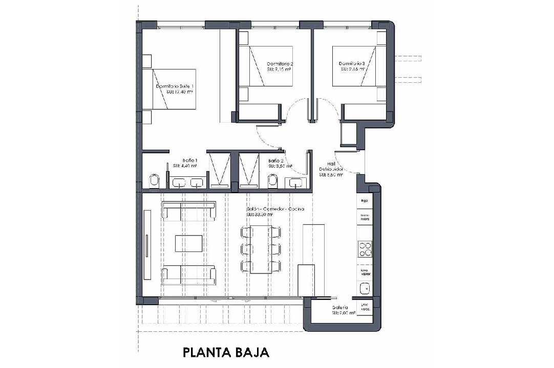 Villa in Los Alcazares te koop, woonoppervlakte 121 m², Staat Eerste bewoning, grondstuk 229 m², 3 slapkamer, 2 badkamer, Zwembad, ref.: HA-LAN-431-E01-20