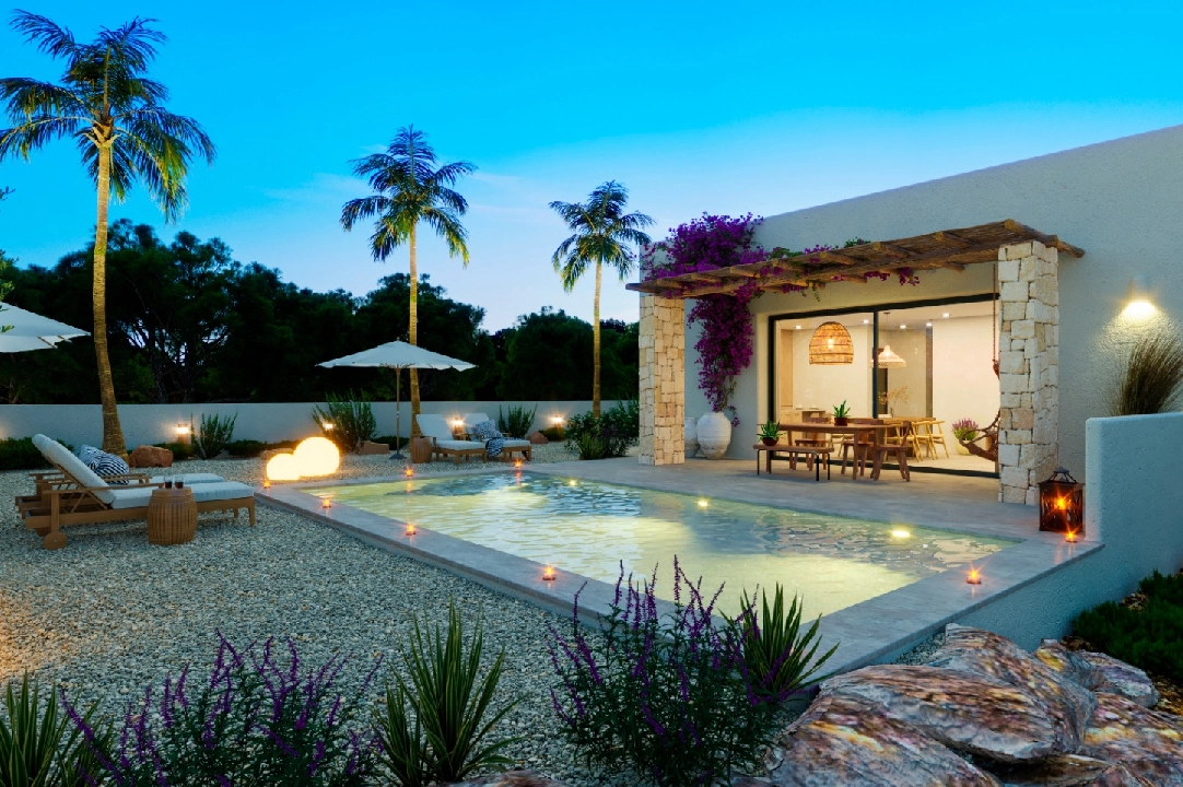 Villa in Denia(Marquesa 4) te koop, woonoppervlakte 120 m², Bouwjaar 2025, Staat als nieuw, + Centrale verwarming, Airconditioning, grondstuk 1085 m², 3 slapkamer, 2 badkamer, Zwembad, ref.: UM-UV-HEBE-10