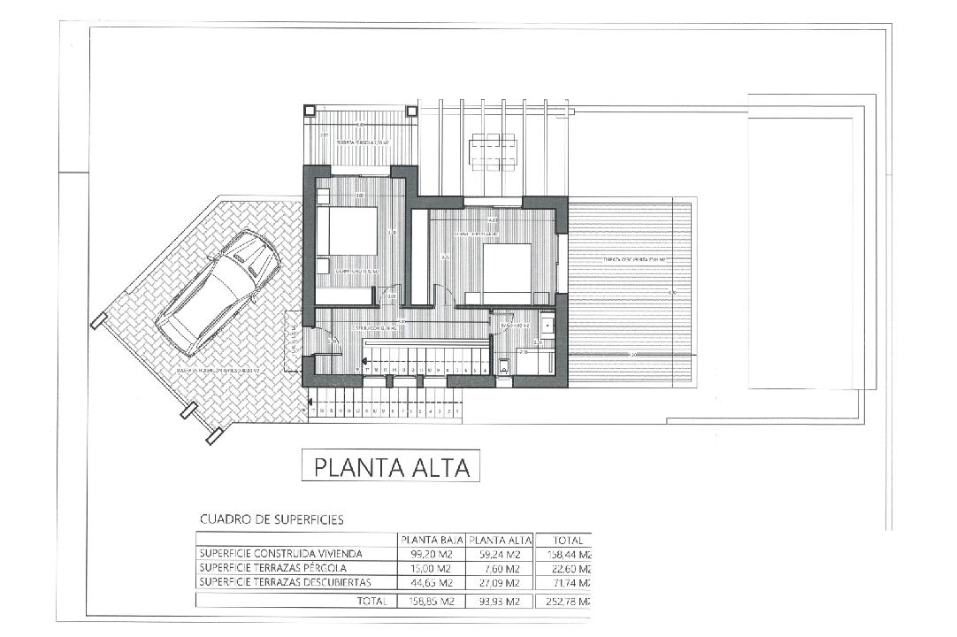 Villa in Pedreguer(Monte Solana I) te koop, woonoppervlakte 252 m², Bouwjaar 2025, Airconditioning, grondstuk 608 m², 3 slapkamer, 2 badkamer, Zwembad, ref.: UM-UV-SERPIS-16