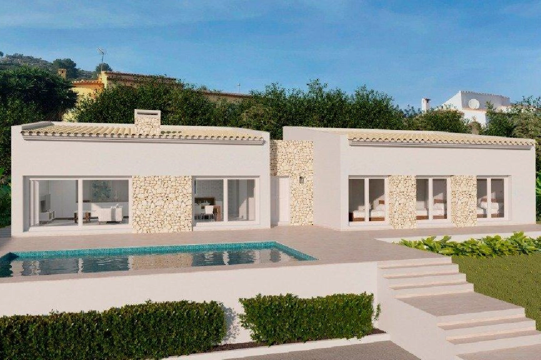 Villa in Moraira te koop, woonoppervlakte 149 m², Bouwjaar 2024, Airconditioning, grondstuk 800 m², 3 slapkamer, 2 badkamer, Zwembad, ref.: AM-11855DA-1