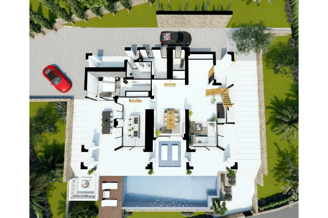 Villa in Benissa te koop, woonoppervlakte 547 m², Bouwjaar 2024, Airconditioning, grondstuk 1347 m², 4 slapkamer, 3 badkamer, Zwembad, ref.: AM-12239DA-3