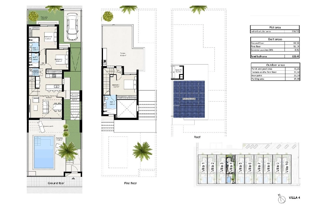 Doppelhaushälfte in Los Nietos te koop, woonoppervlakte 166 m², Staat Eerste bewoning, grondstuk 228 m², 3 slapkamer, 3 badkamer, Zwembad, ref.: HA-NIN-100-D01-21