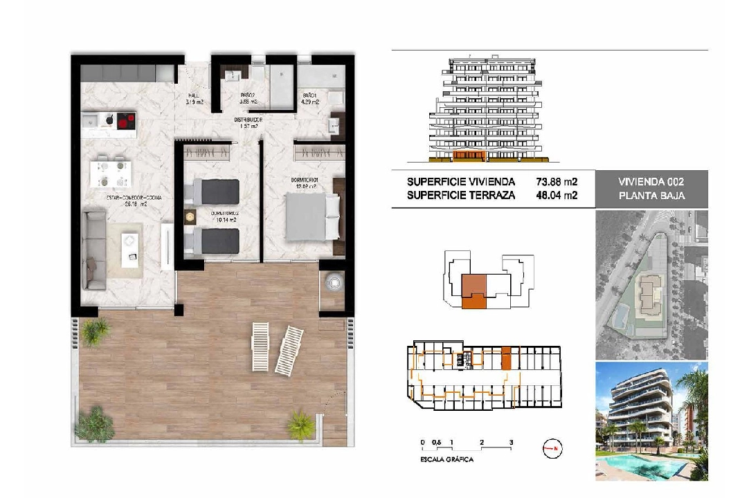 Etagen Apartment in Guardamar del Segura te koop, woonoppervlakte 102 m², Staat Eerste bewoning, 2 slapkamer, 2 badkamer, Zwembad, ref.: HA-GUN-411-A01-15