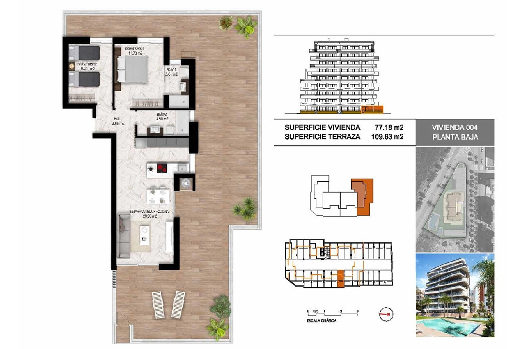 Etagen Apartment in Guardamar del Segura te koop, woonoppervlakte 102 m², Staat Eerste bewoning, 2 slapkamer, 2 badkamer, Zwembad, ref.: HA-GUN-411-A01-17