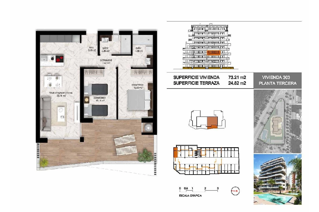 Etagen Apartment in Guardamar del Segura te koop, woonoppervlakte 102 m², Staat Eerste bewoning, 2 slapkamer, 2 badkamer, Zwembad, ref.: HA-GUN-411-A01-20